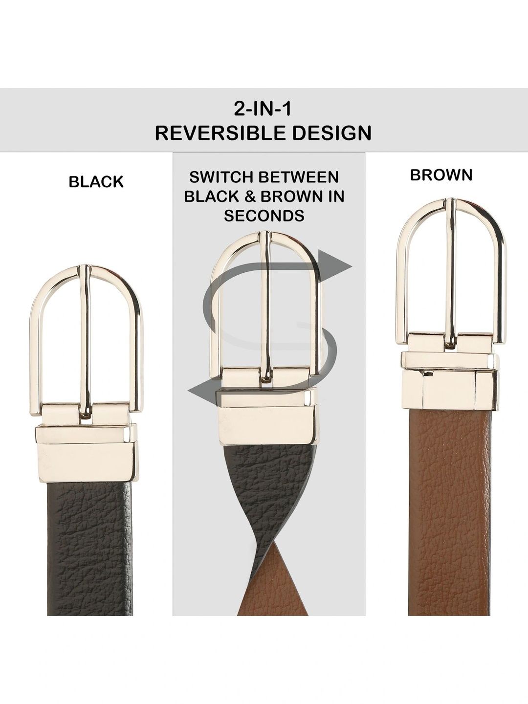 Teakwood Leathers Men Textured Leather Reversible Belt