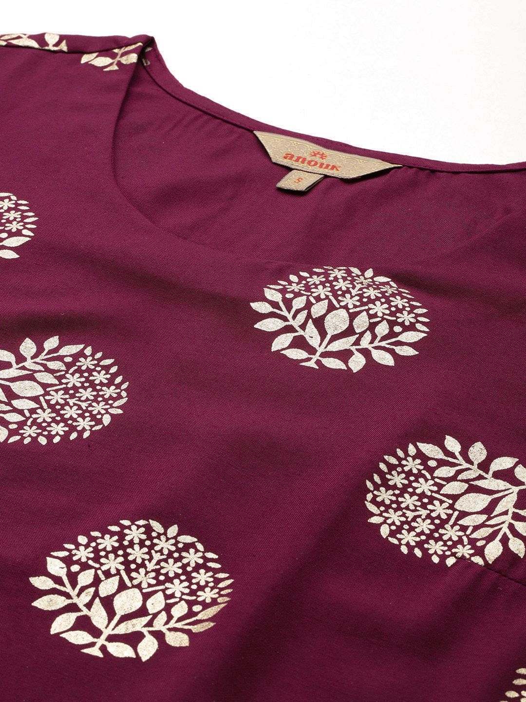 Anouk Tyohaar Foil Print Kurta with Sharara & Dupatta