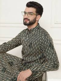 SOJANYA Kolar Mandarin Sulam Bunga Pure Cotton Kurta Lurus