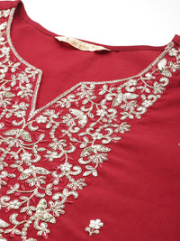 Indo Era Plus Size Ethnic Motifs Embroidered Sequinned Liva Kurta with Trousers & Dupatta