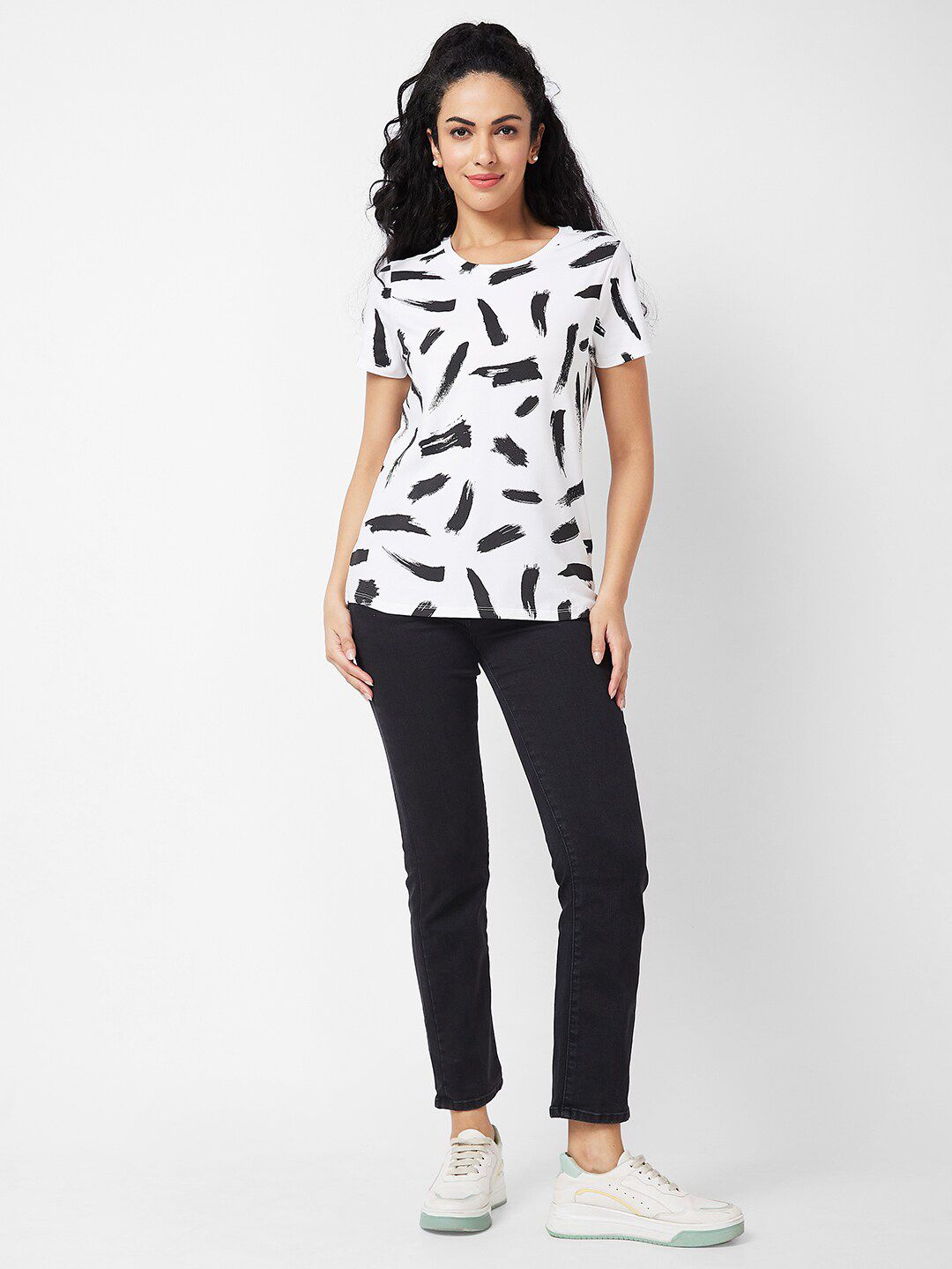 SPYKAR Graphic Printed Round Neck Half Sleeves Cotton Casual T-shirt