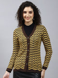 Monte Carlo Geometric Striped Woollen Cardigan