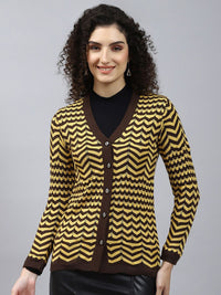 Monte Carlo Geometric Striped Woollen Cardigan