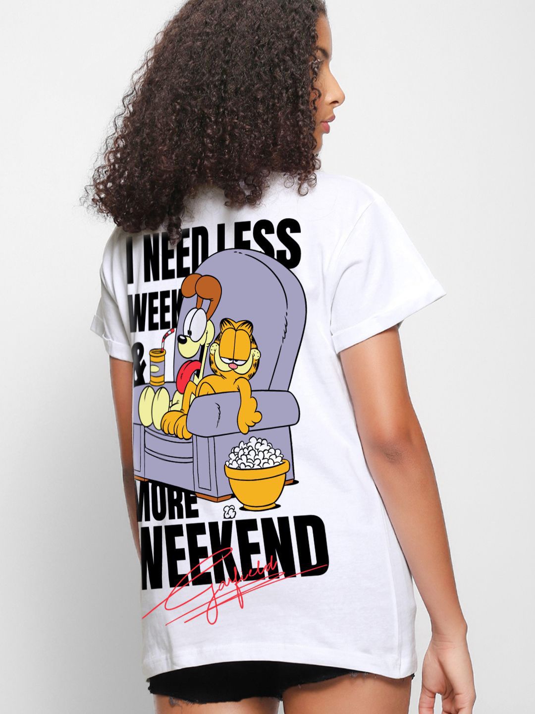 Bewakoof Women Garfield Comic Printed Relaxed Fit T-shirt