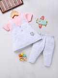 Moms Love Infant Girls Pure Cotton Striped Dress with Trousers