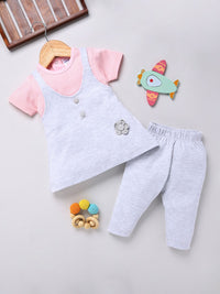 Moms Love Infant Girls Pure Cotton Striped Dress with Trousers