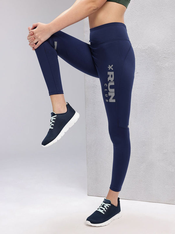 HRX by Hrithik Roshan Women Typography Print Mid-Rise Rapid-Dry Running Tights