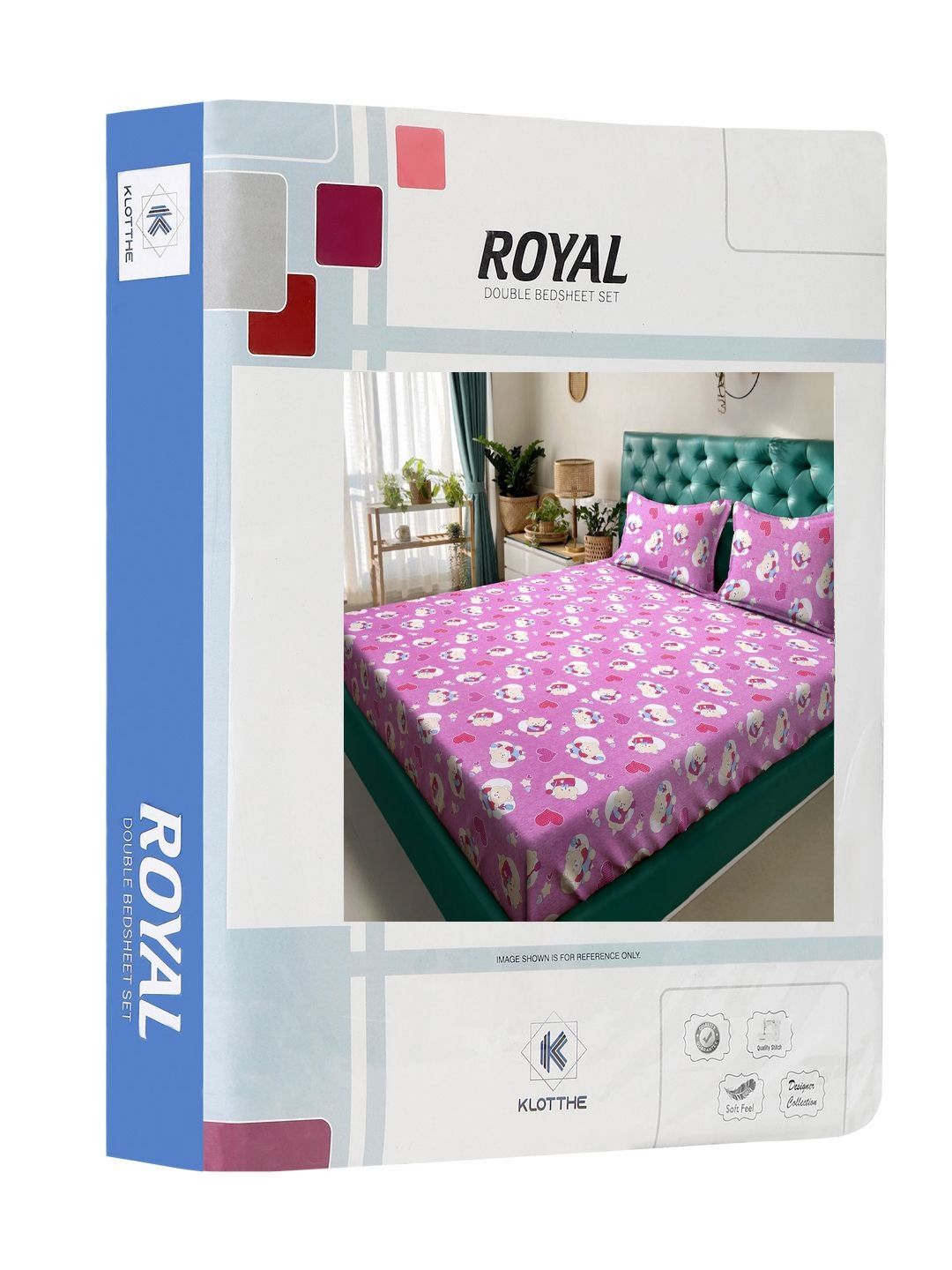 KLOTTHE Purple Pure Cotton 400 TC King Cadar Halus dengan 2 Sarung Bantal-250 x 225 cm