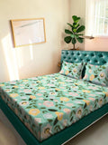 Moda Rapido X KLOTTHE Green & Pink Floral 300 TC King Bedsheet with 2 Pillow Covers
