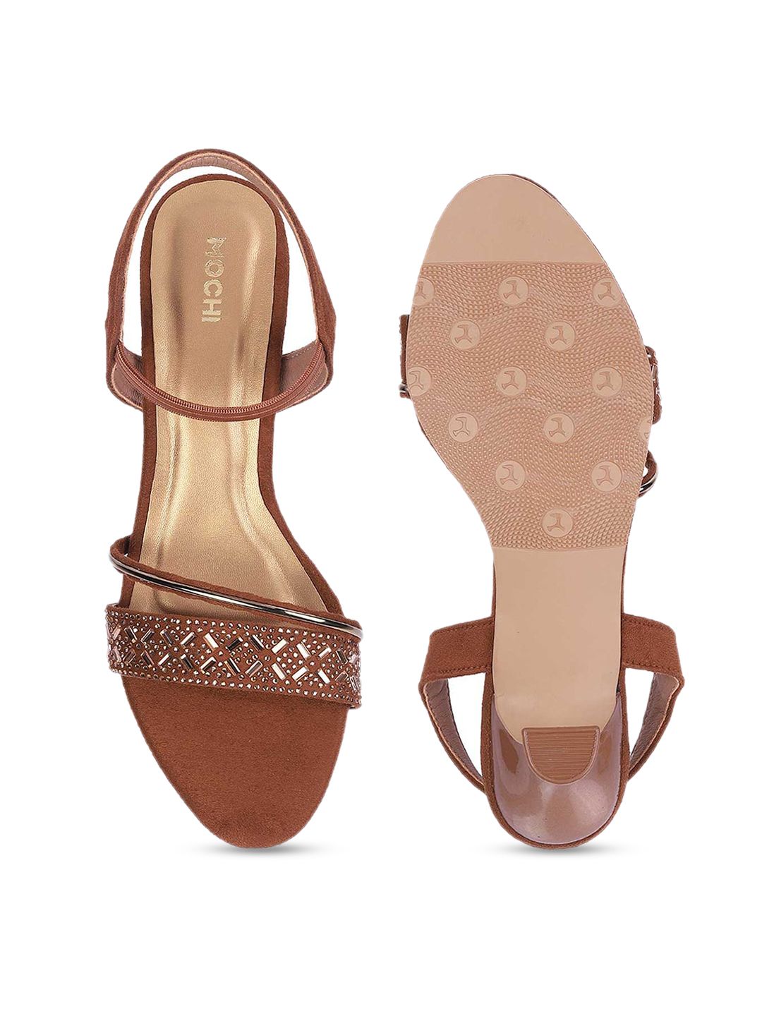Mochi Embellished Open Toe Kitten Heels
