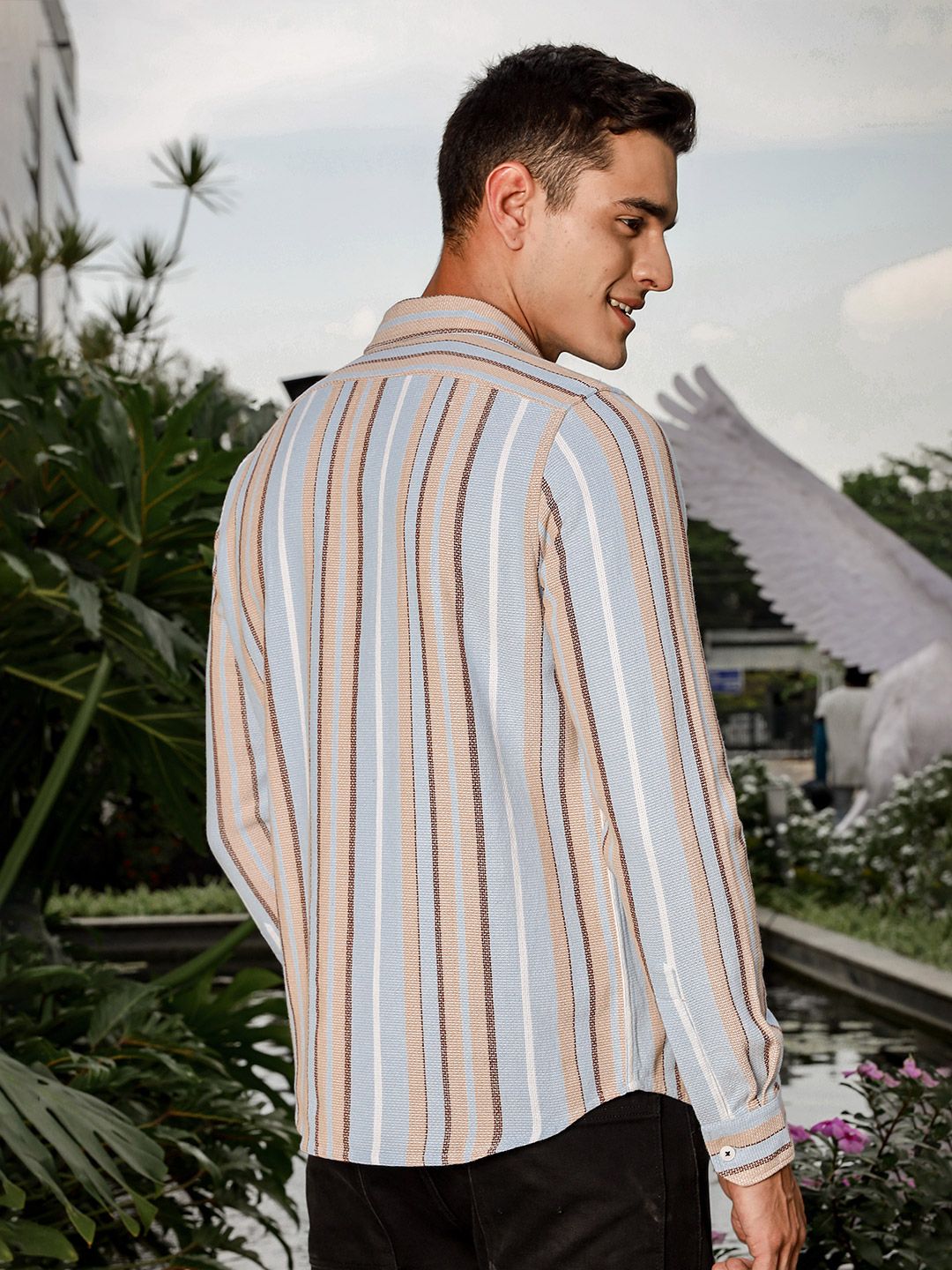 Thomas Scott Men Smart Slim Fit Opaque Striped Casual Shirt