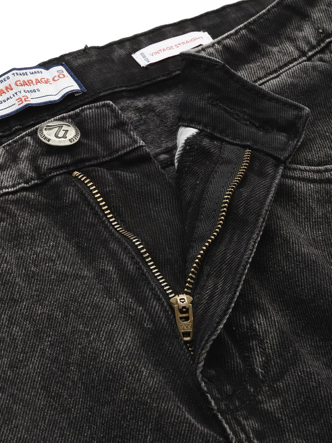 The Indian Garage Co Men Pure Cotton Vintage Straight Fit Light Fade Jeans