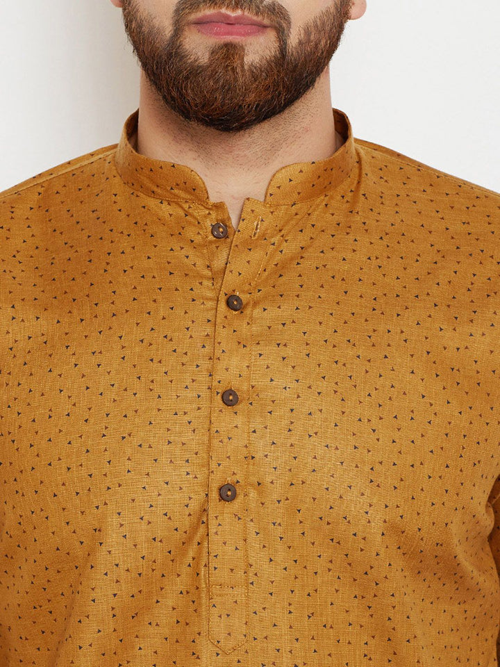 SOJANYA Men Brown Printed Straight Kurta
