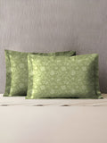 MYTRIDENT Green 2 Pieces Floral Pure Cotton Rectangle Pillow Covers