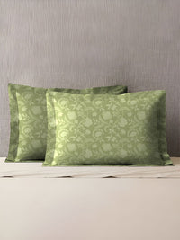 MYTRIDENT Green 2 Pieces Floral Pure Cotton Rectangle Pillow Covers