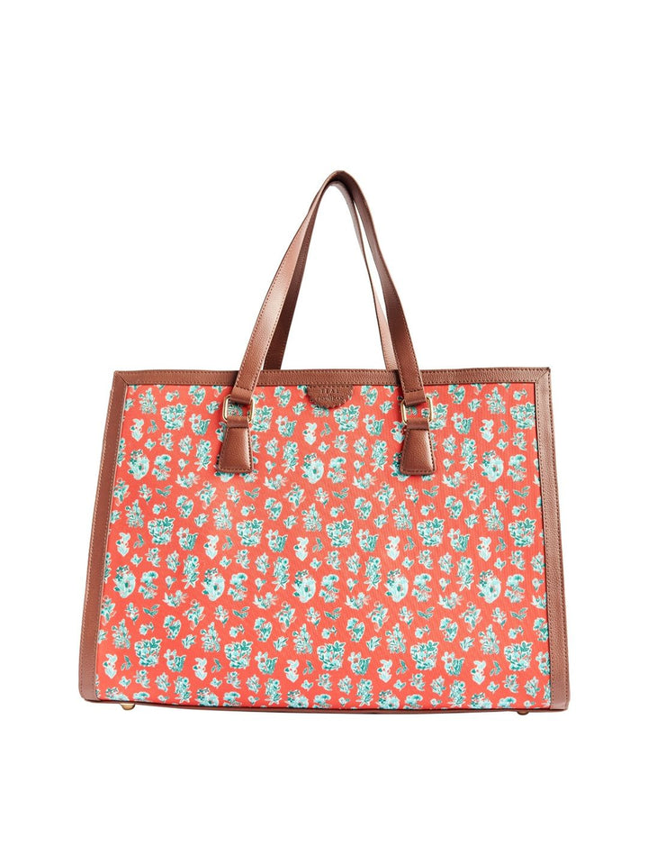 TEAL BY CHUMBAK Floral Printed Oversized Shopper Shoulder Bag