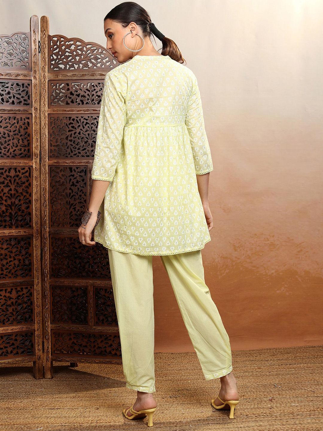 Vishudh Printed Pure Cotton Top With Trousers Co-Ords