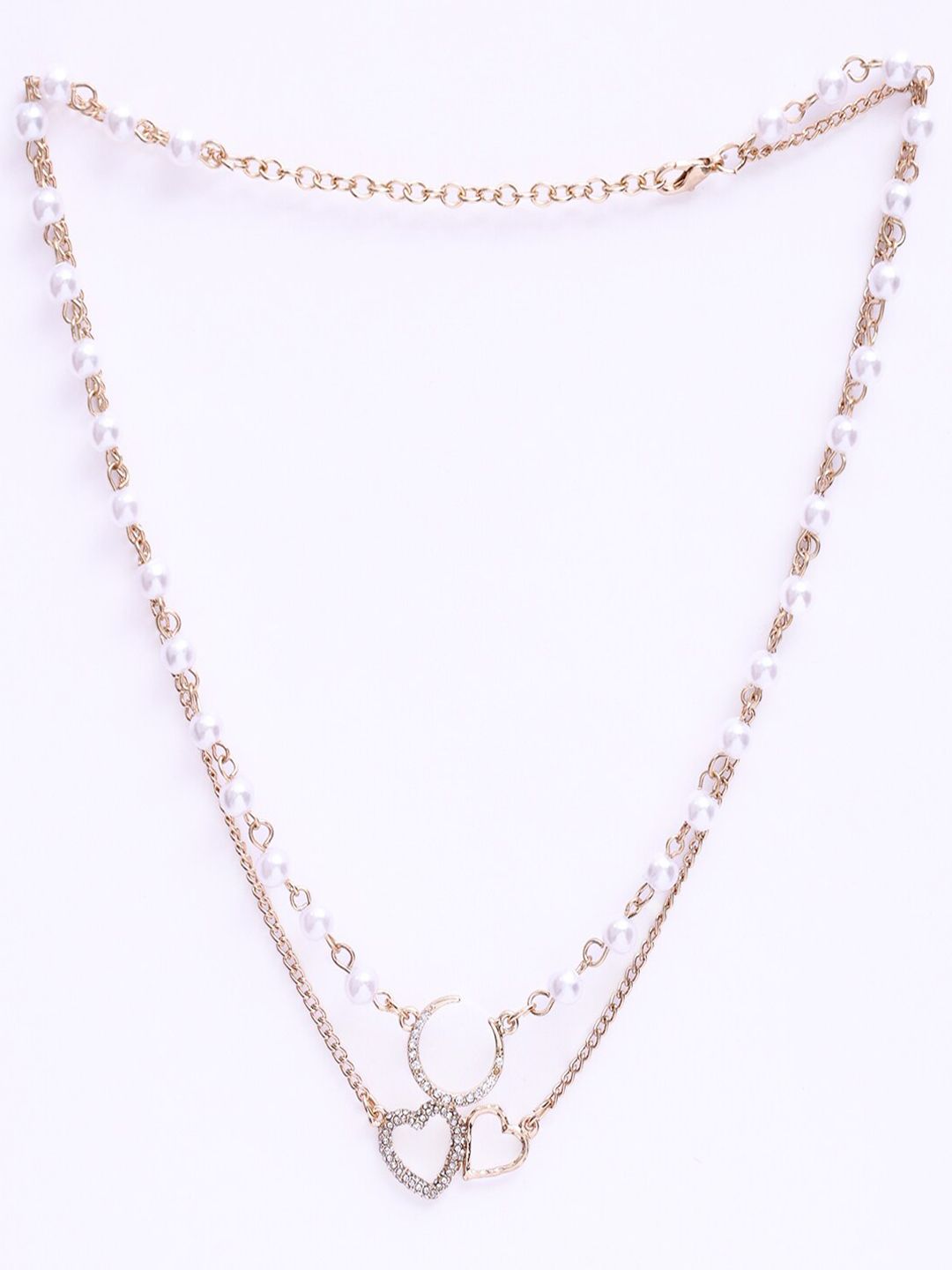 VOGUE PANASH Kalung Lapis Jantung Bersalut Emas & Berbentuk Bulan
