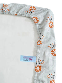 Myntra Elegant Homes Grey & Orange Floral 400 TC Single Bedsheet with 1 Pillow Covers