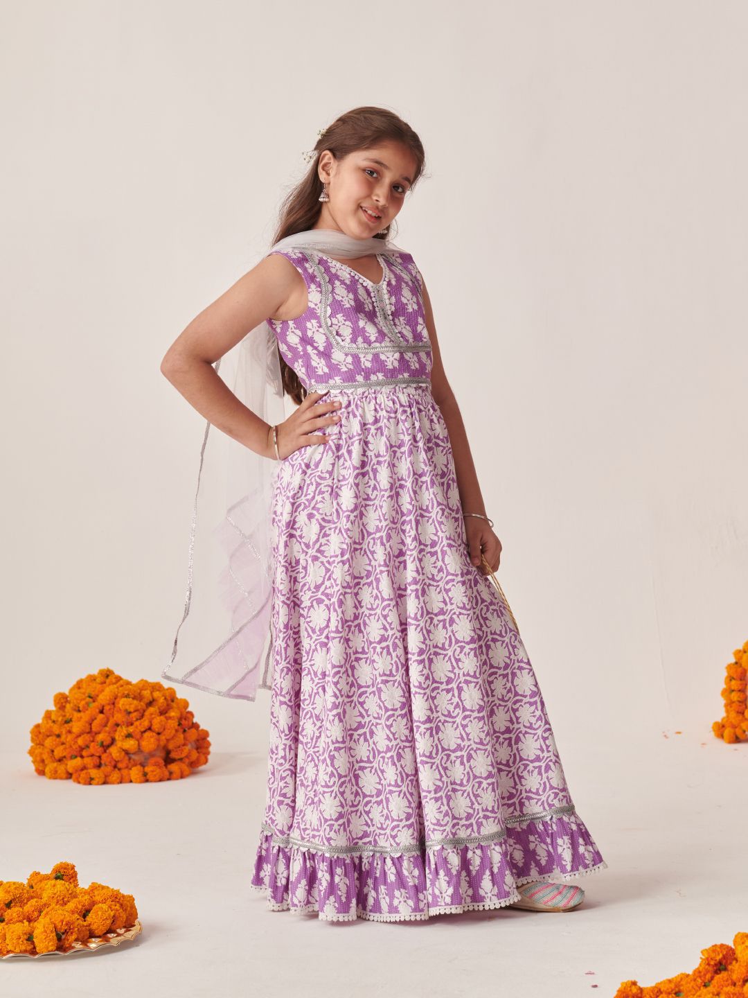 pspeaches Girls Printed Ready to Wear Lehenga Choli With Dupatta