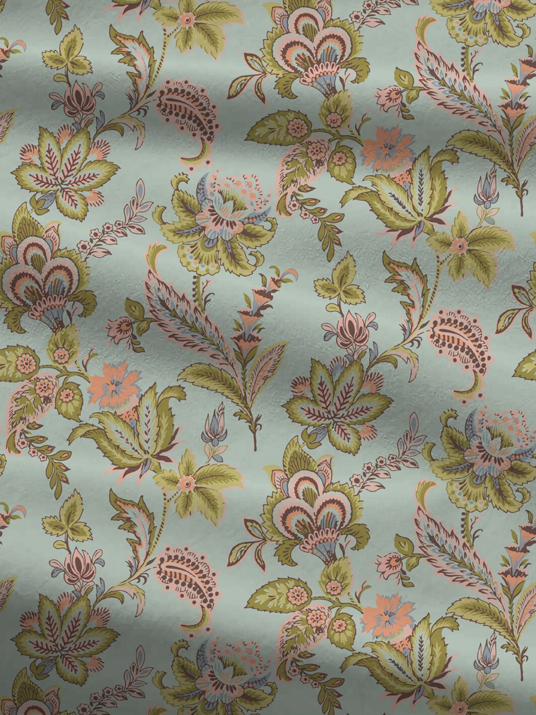 MYTRIDENT Blue  White Floral Pure Cotton 144 TC Queen Bedsheet With 2 Pillow Covers