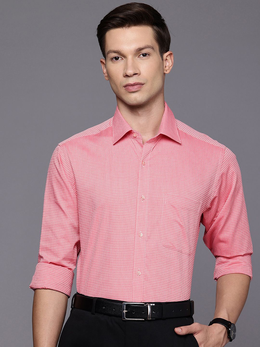 Raymond Pure Cotton Self Design Slim Fit Formal Shirt