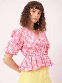 DressBerry Serene Petals Floral Peplum Top