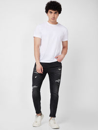 SPYKAR Men Tapered Fit Mildly Distressed Heavy Fade Stretchable Jeans