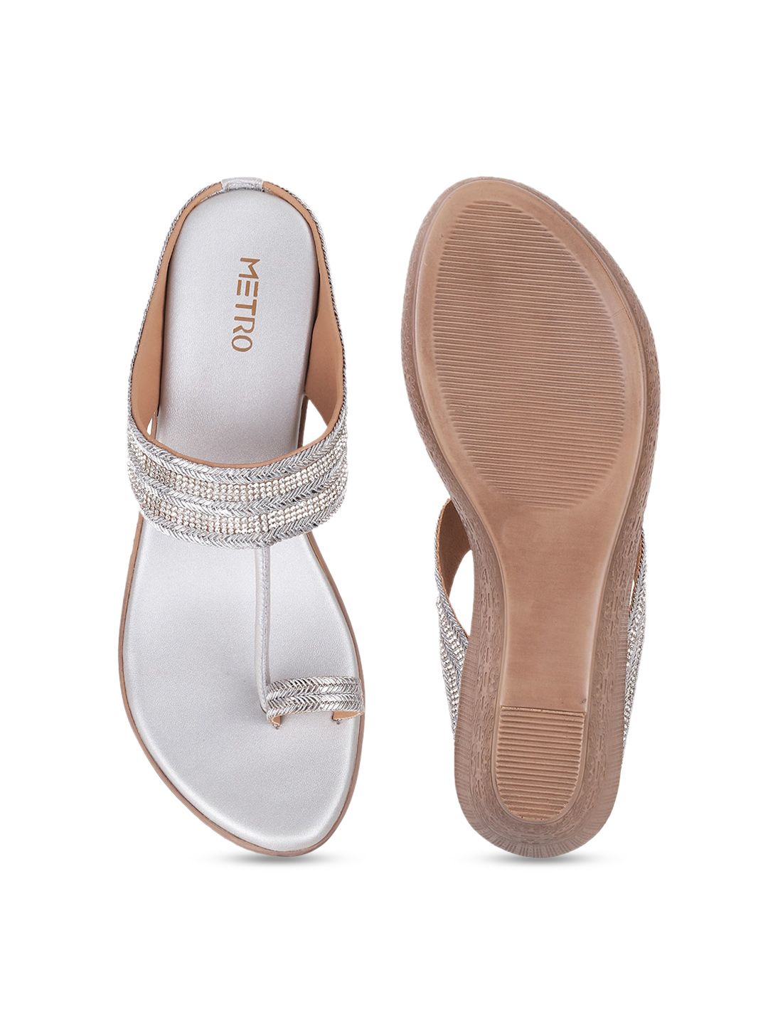 Metro Embellished One Toe Wedge Heels