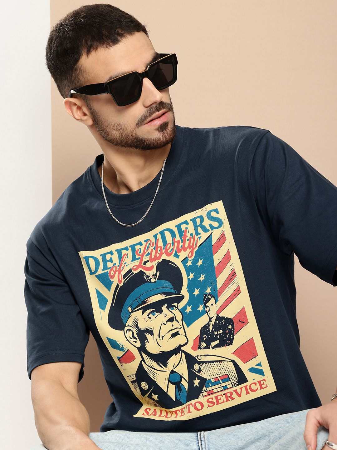 Difference of Opinion Men Printed Oversized Pure Cotton T-shirt