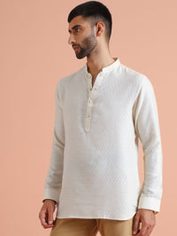 KISAH Men Embroidered Thread Work Short Kurta