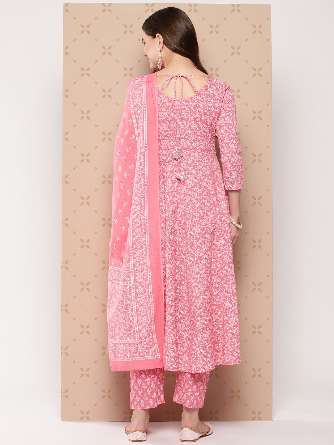KALINI Pure Cotton Ethnic Motifs Printed Anarkali Kurta With Trousers & With Dupatta