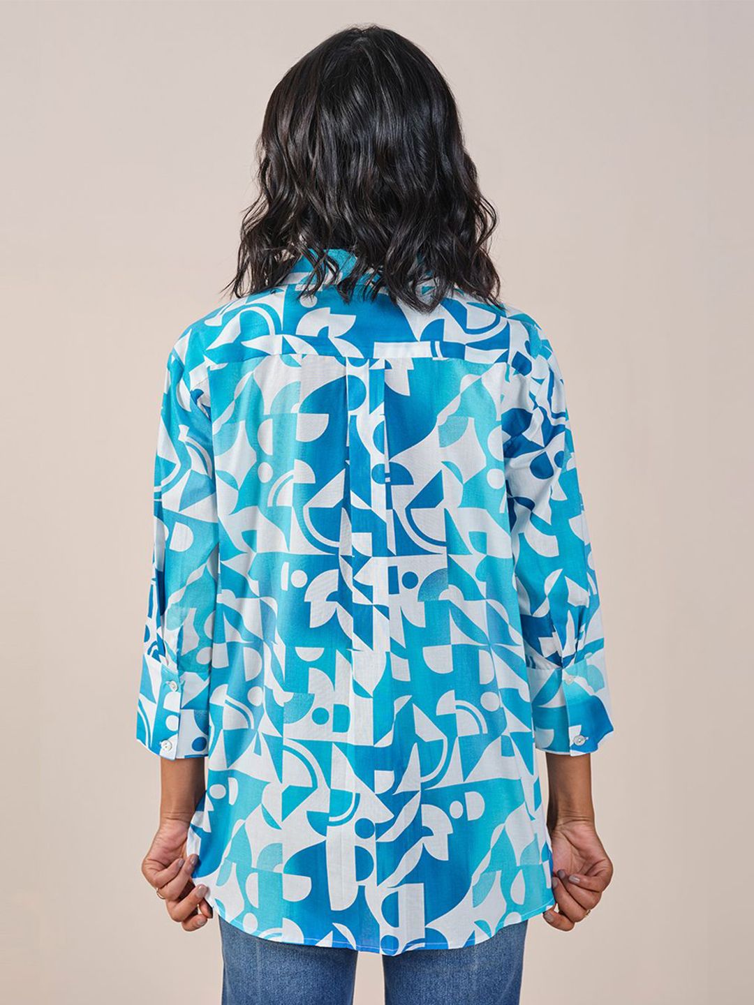 AND Shirt Style Printed Cotton Top
