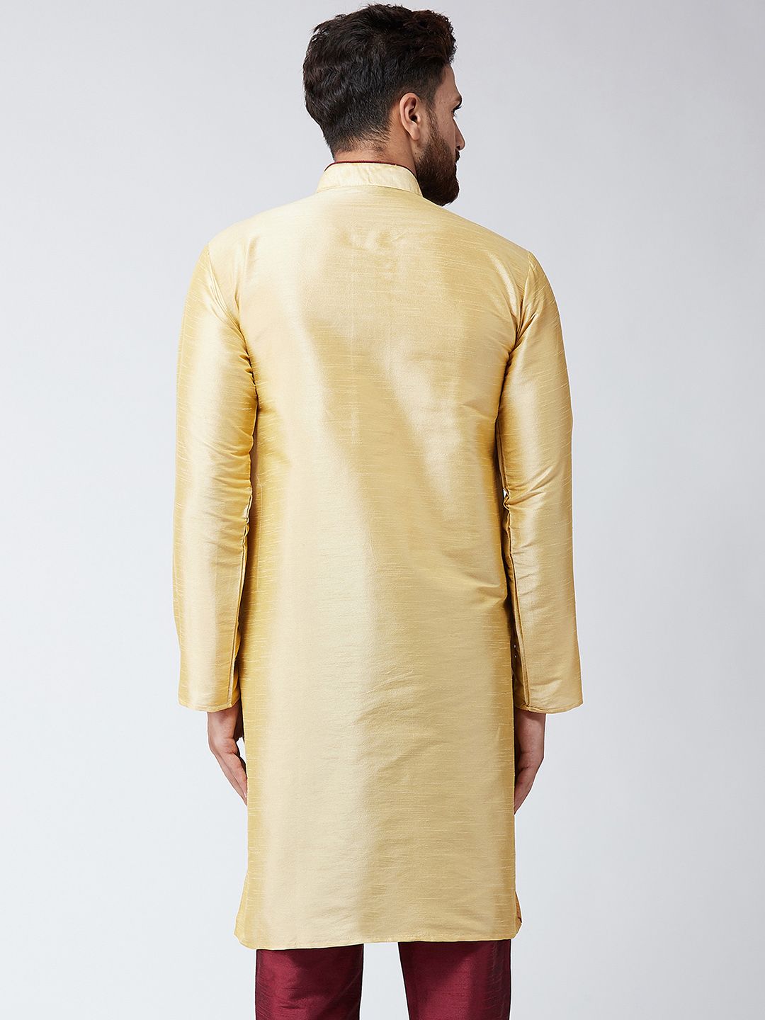 SOJANYA Kurta Lurus Pepejal Berwarna Emas Lelaki
