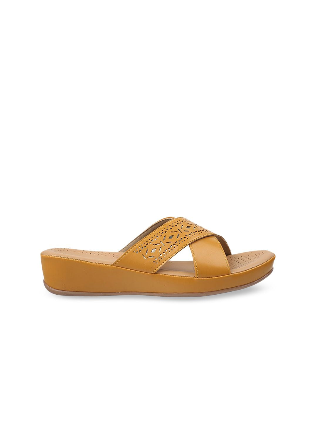 Metro Women Open Toe Flats with Laser Cuts