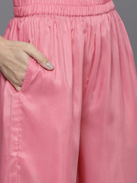 Libas Women Pink Zari Kurta with Palazzos & With Dupatta