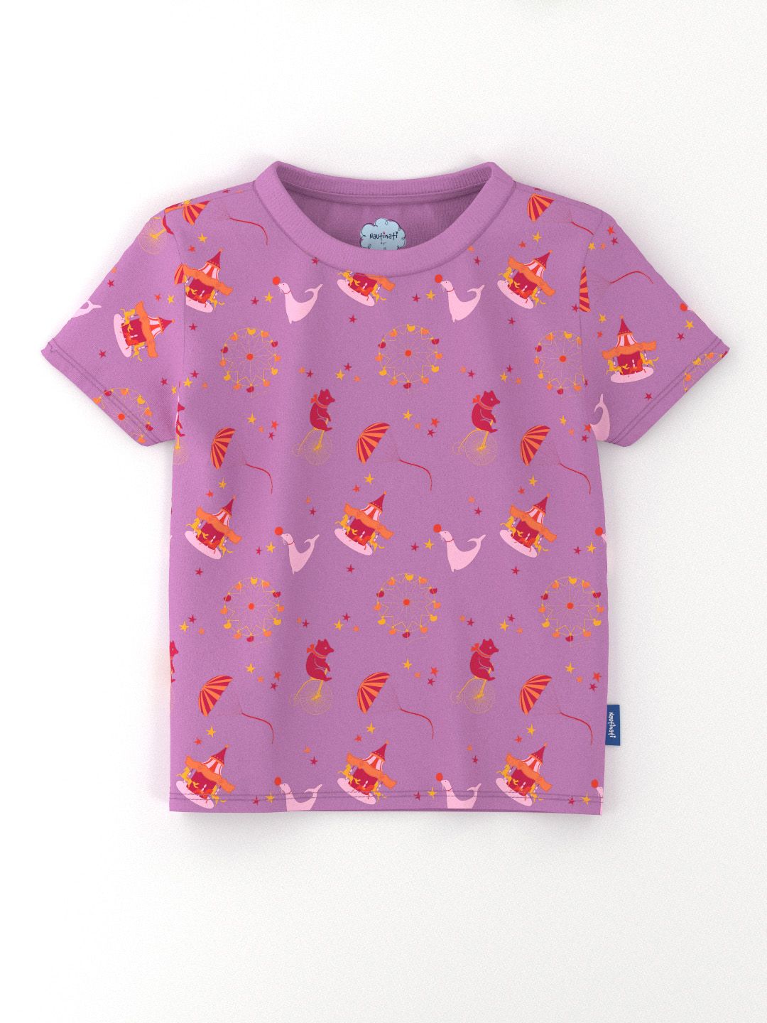 Nauti Nati Girls Pack of 2 Antimicrobial Graphic Printed Round Neck Cotton T-shirts