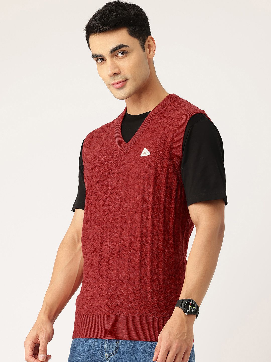 Monte Carlo Self Design Woollen Sweater Vest
