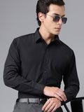 Hancock Men Black Black Slim Formal Shirt