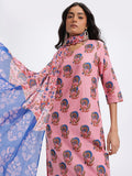 Anouk Floral Printed Pure Cotton Kurta with Trousers & Dupatta