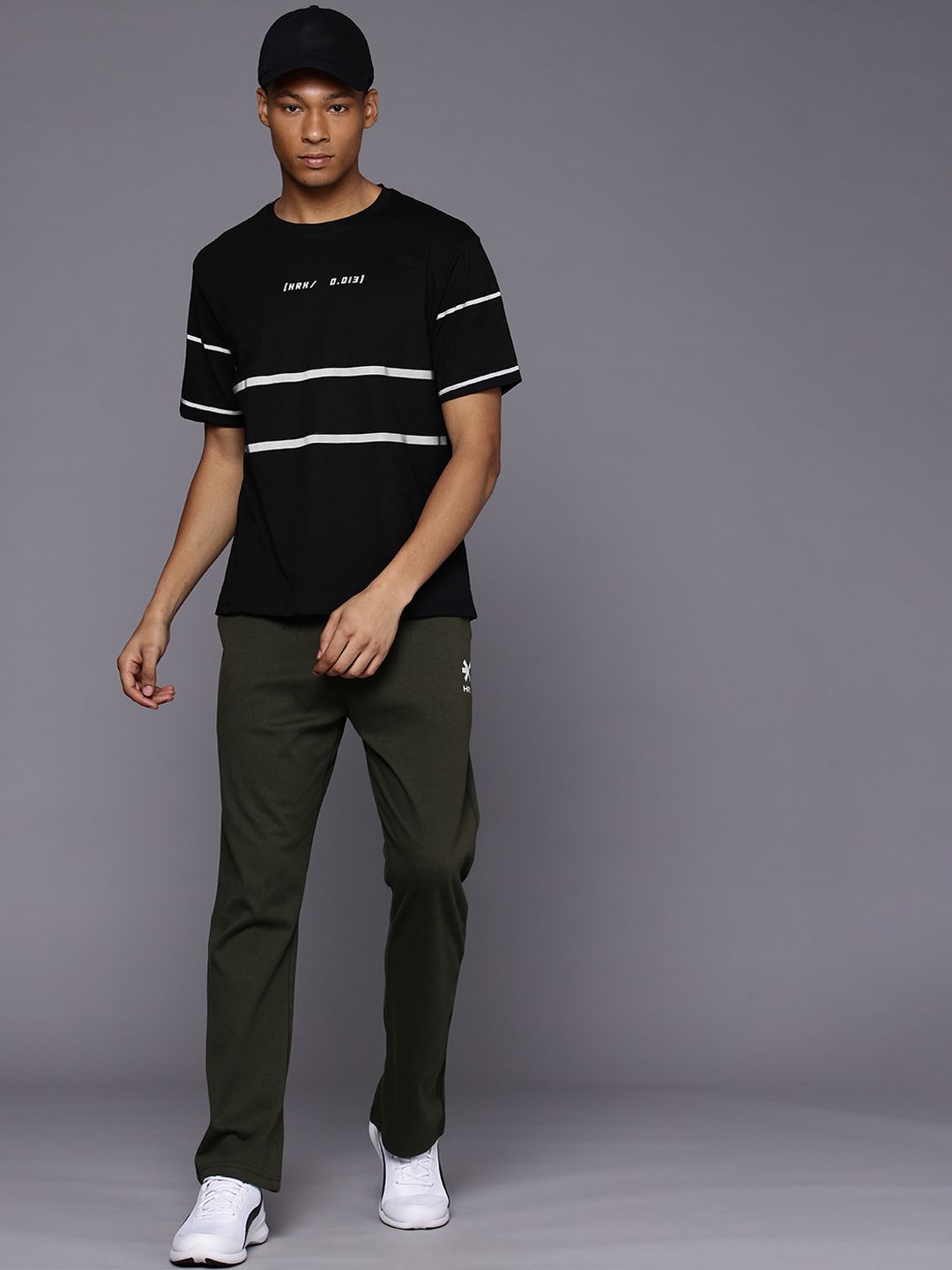 HRX by Hrithik Roshan Tech Off  Striped Relaxed Fit Lifestyle T-shirt