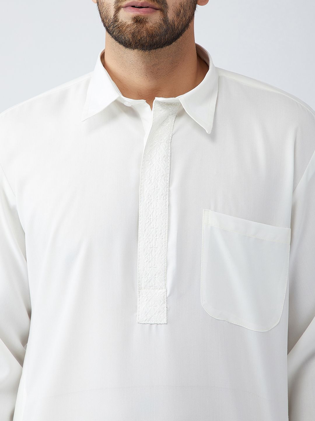 SOJANYA Men White & Cream-Coloured Solid Kurta with Salwar