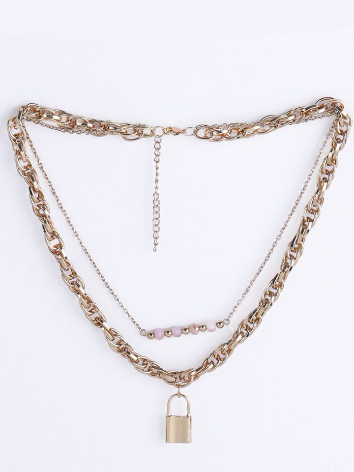 VOGUE PANASH Gold-Plated And Lock Shaped Layered Necklace