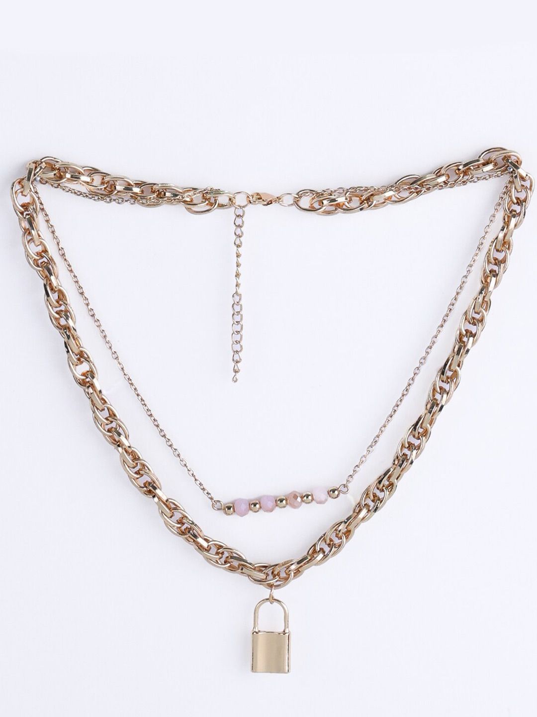 VOGUE PANASH Gold-Plated And Lock Shaped Layered Necklace