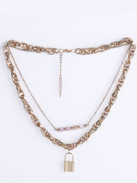 VOGUE PANASH Gold-Plated And Lock Shaped Layered Necklace