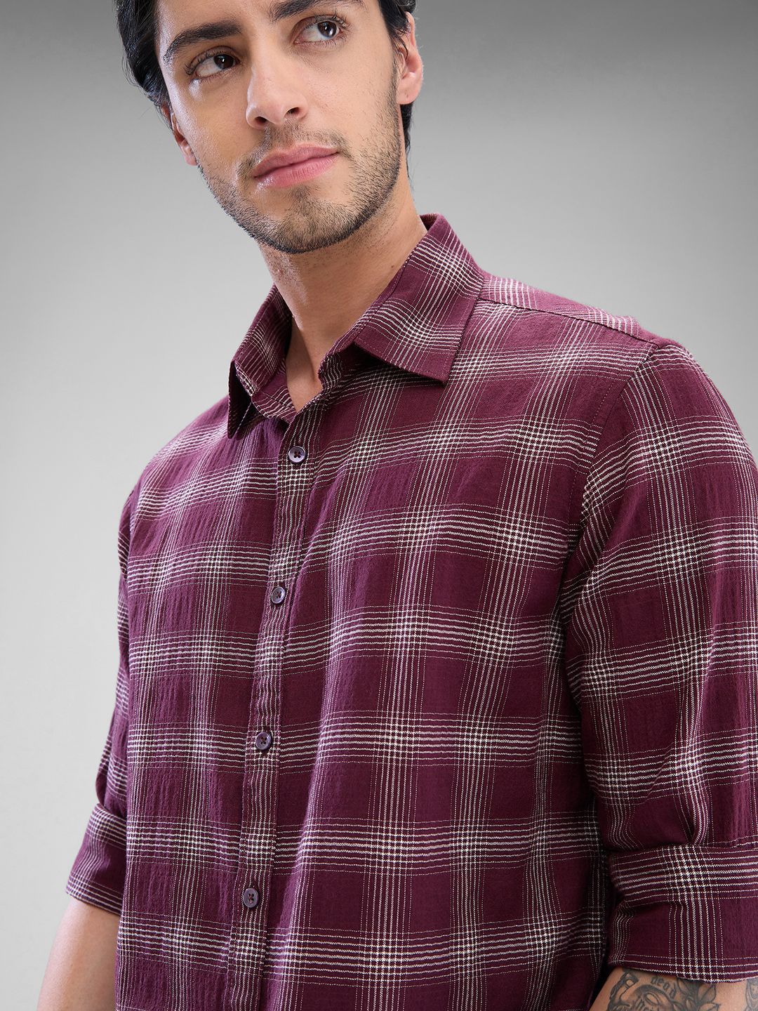 SPYKAR Men Slim Fit Tartan Checks Opaque Checked Casual Shirt