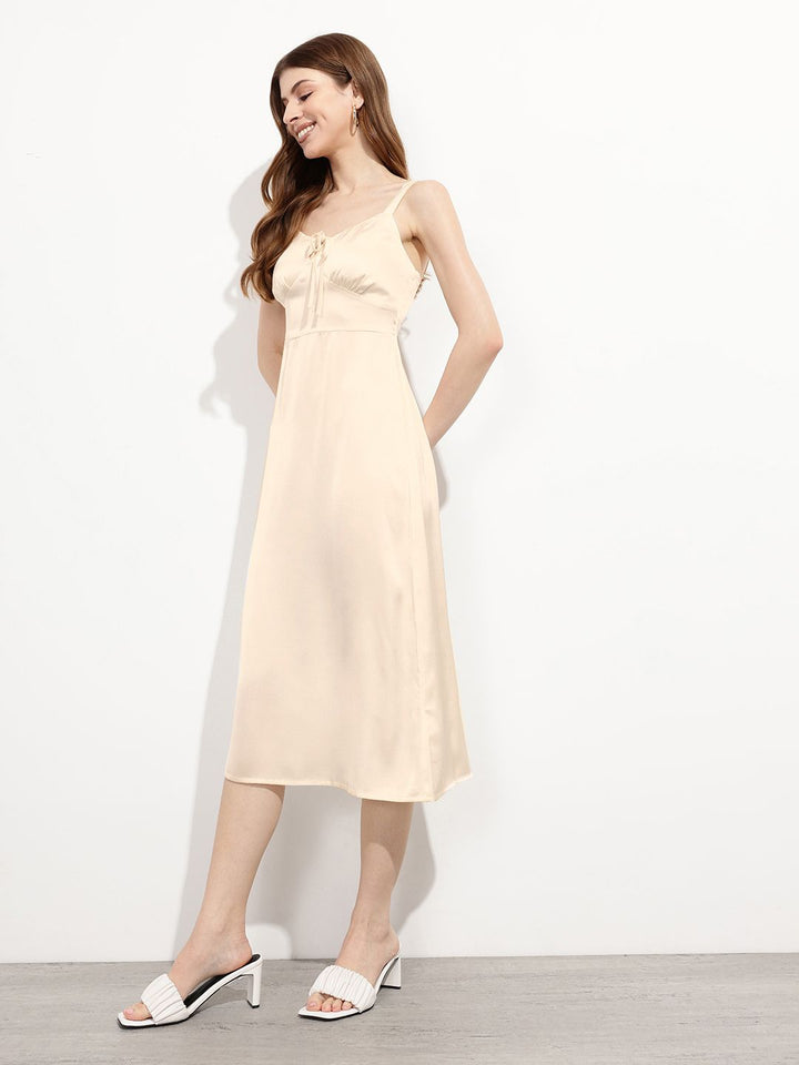 DressBerry Porcelain White Girlcore Edit Satin Midi Dress