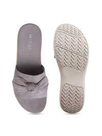 Metro Women Grey Textured Bows Flats