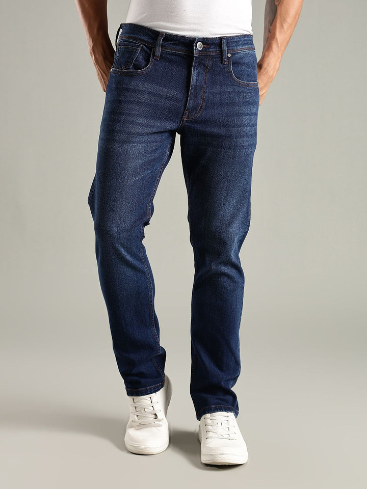 Thomas Scott Men Original Slim Fit Mid-Rise Light Fade Stretchable Jeans