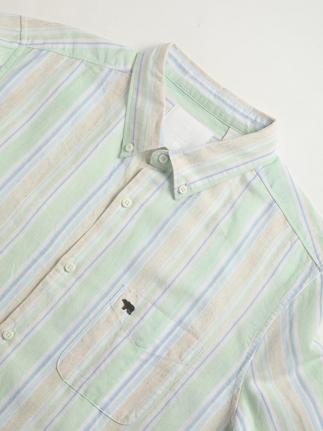 THE BEAR HOUSE Slim Fit Vertical Stripes Button-Down Collar Cotton Casual Shirt